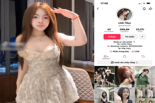 Clip sex tiktoker Linh Tây bị lộ